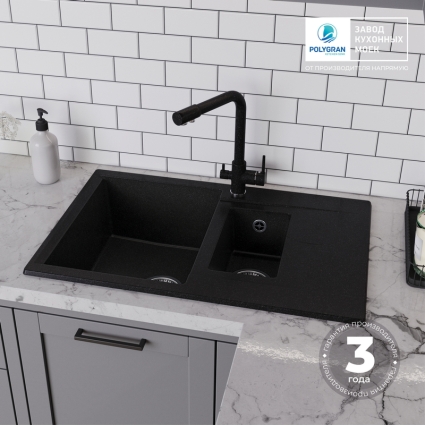 Мойка кухонная POLYGRAN BRIG 770 (черный №16)